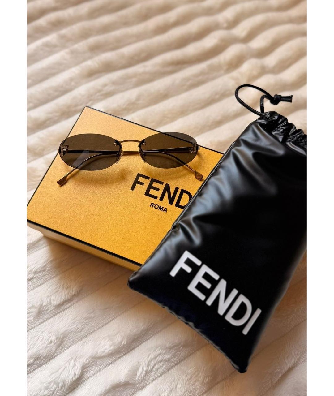 FENDI Черные металлические солнцезащитные очки, фото 2