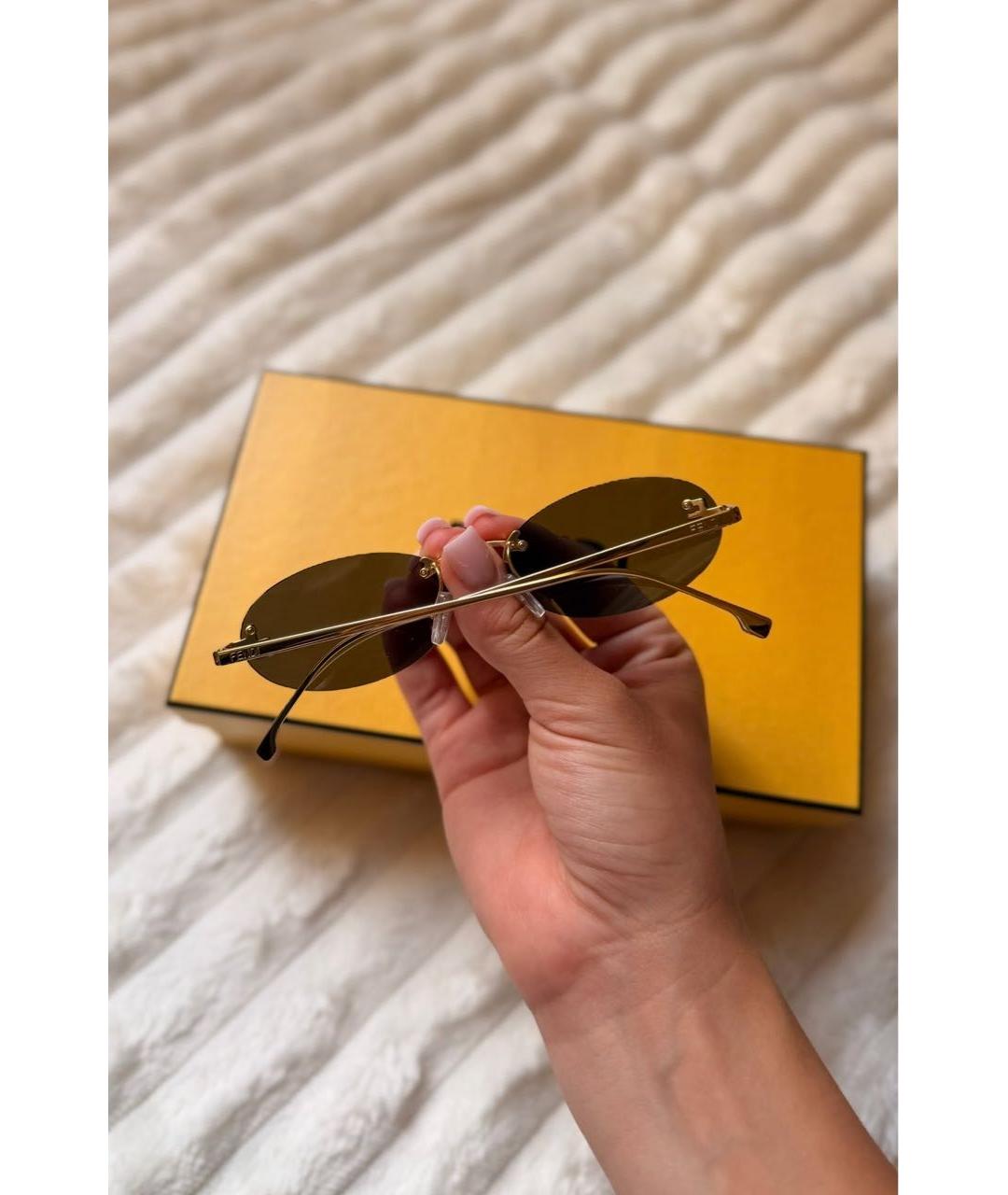 FENDI Черные металлические солнцезащитные очки, фото 5