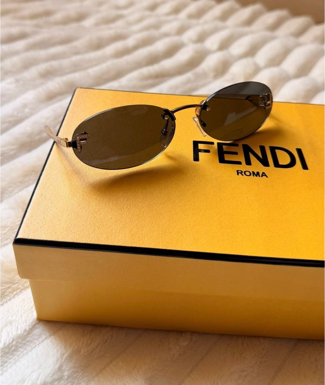 FENDI Черные металлические солнцезащитные очки, фото 3
