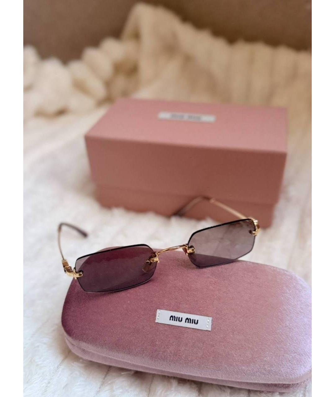 MIU MIU Золотые солнцезащитные очки, фото 2
