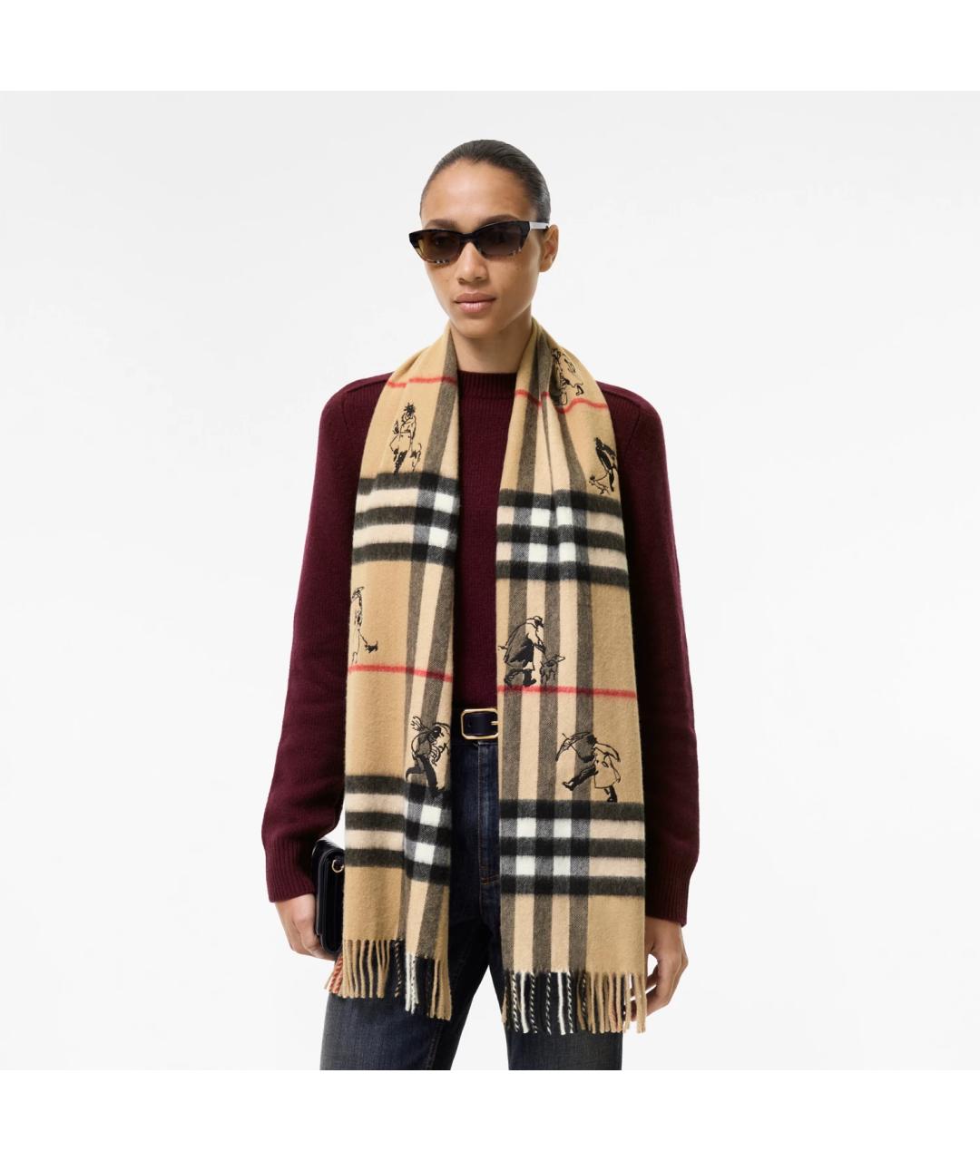 BURBERRY Бежевый кашемировый шарф, фото 3