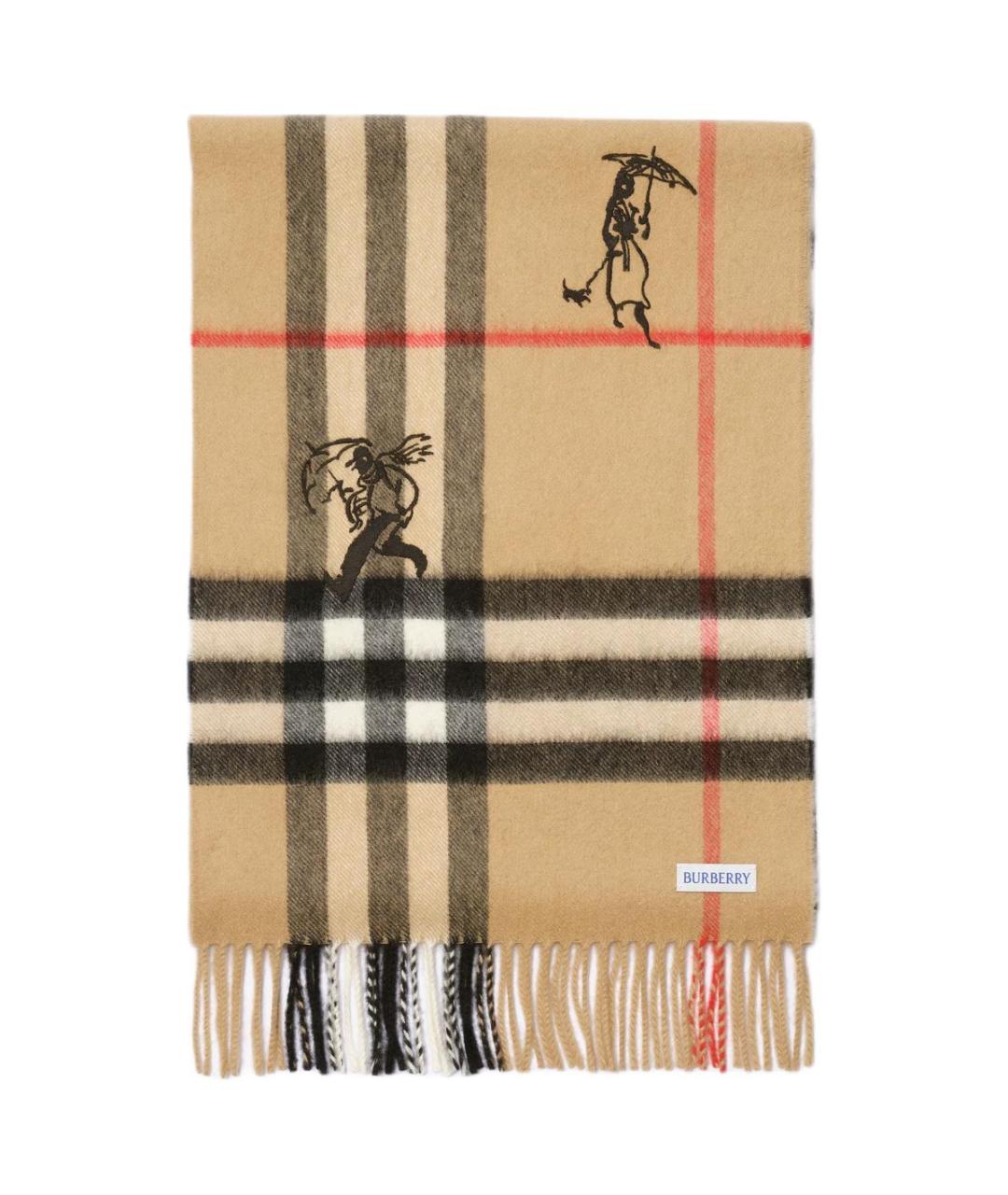BURBERRY Бежевый кашемировый шарф, фото 2