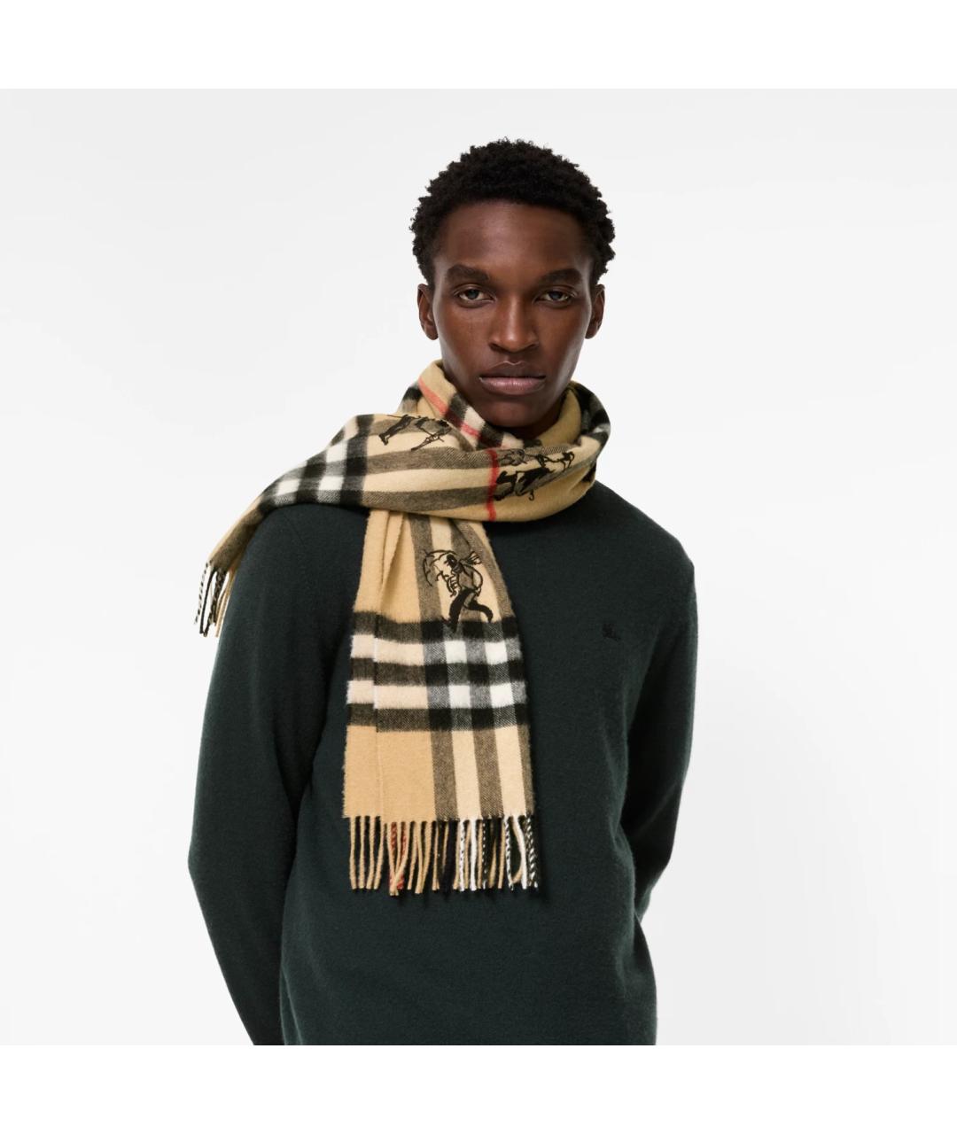 BURBERRY Бежевый кашемировый шарф, фото 5