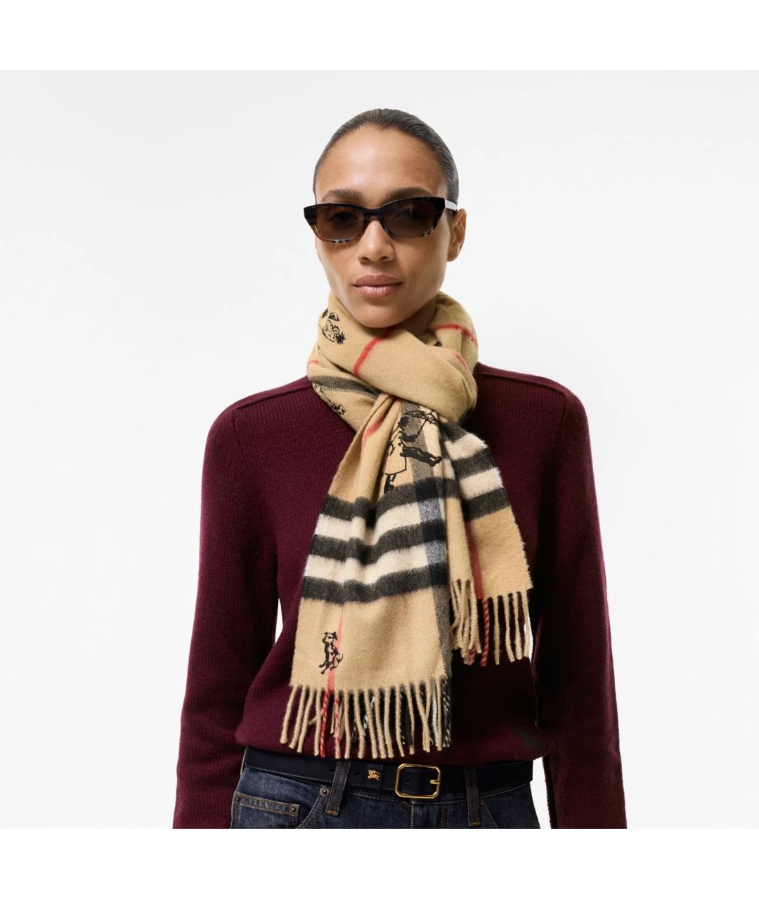 BURBERRY Бежевый кашемировый шарф, фото 4