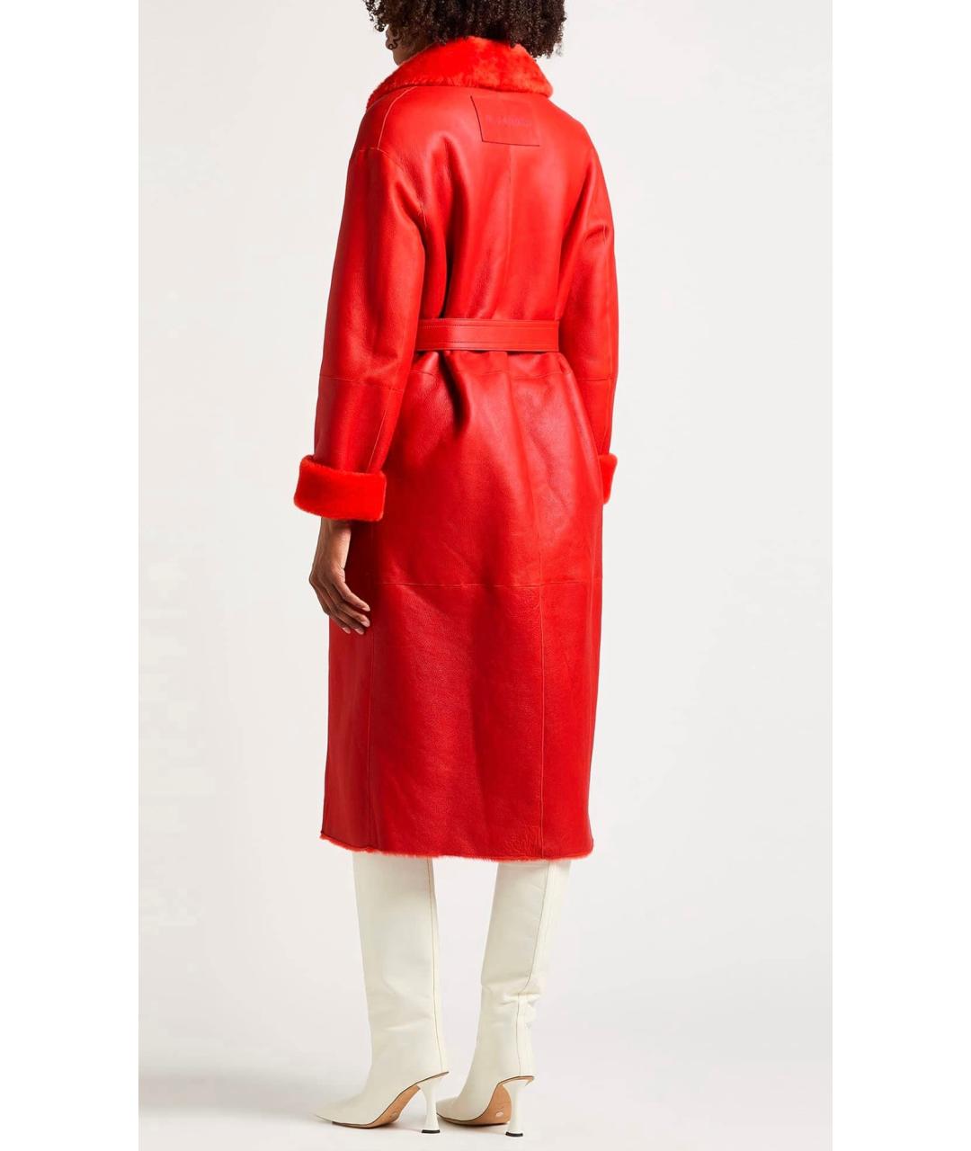 JIL SANDER Красная кожаная дубленка, фото 3