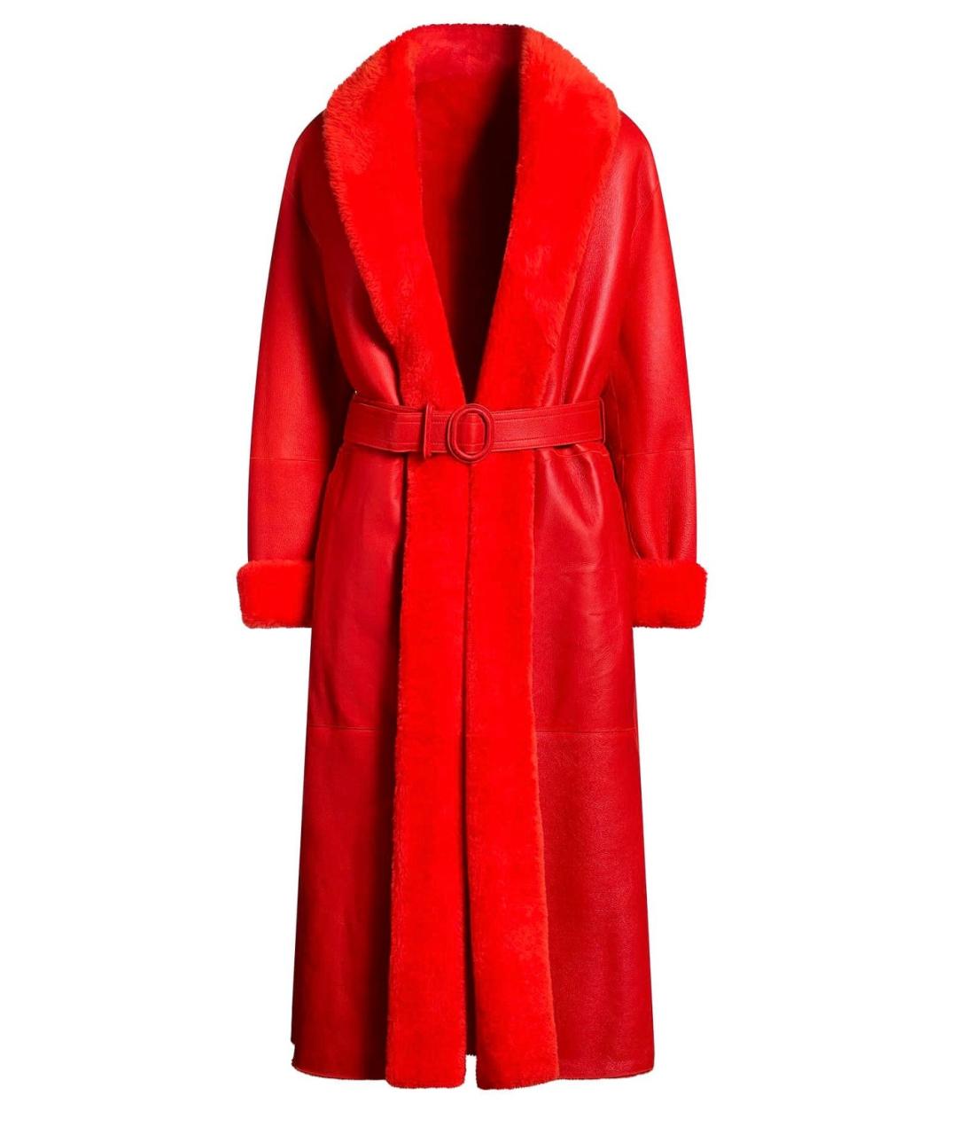 JIL SANDER Красная кожаная дубленка, фото 1