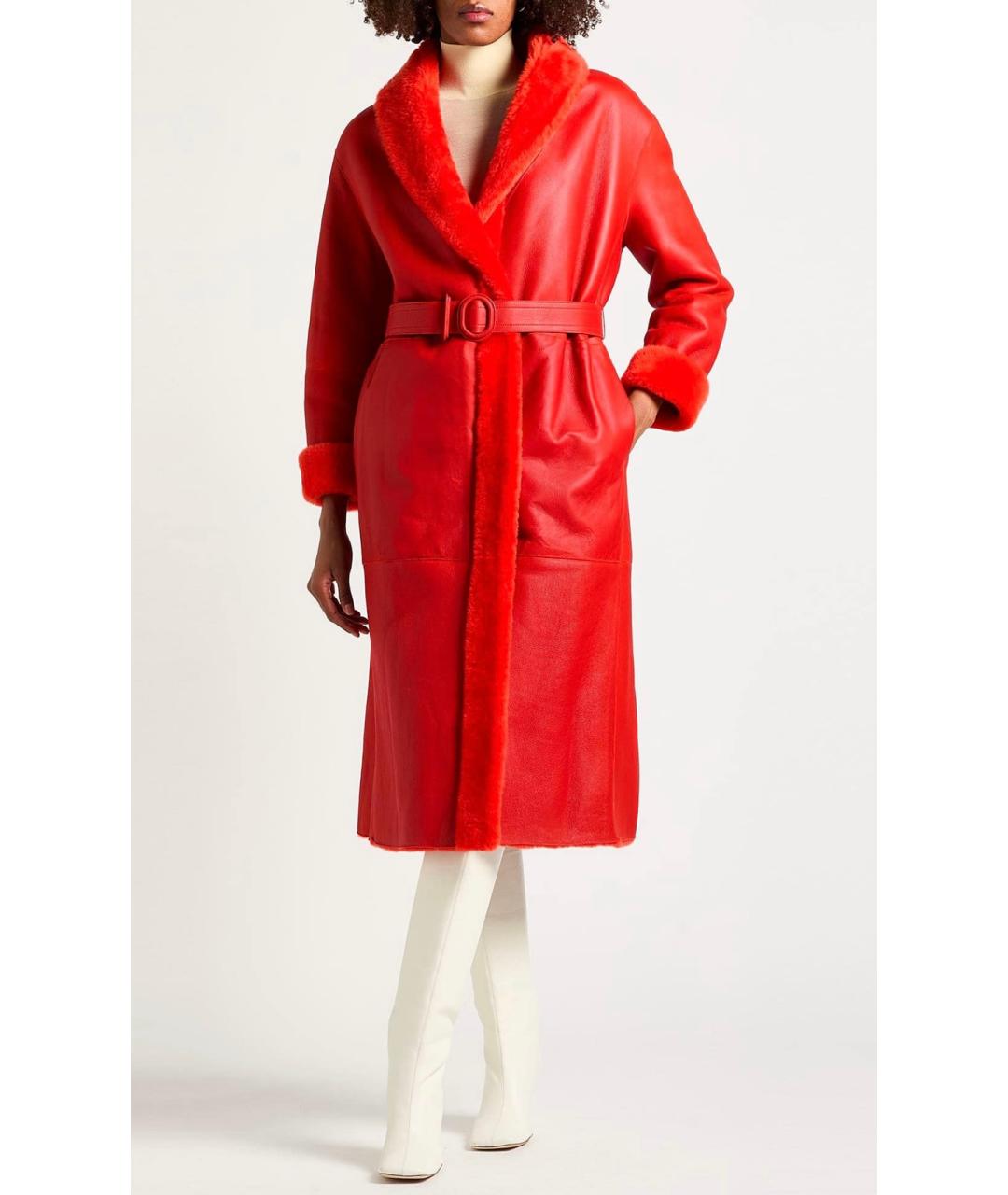 JIL SANDER Красная кожаная дубленка, фото 2