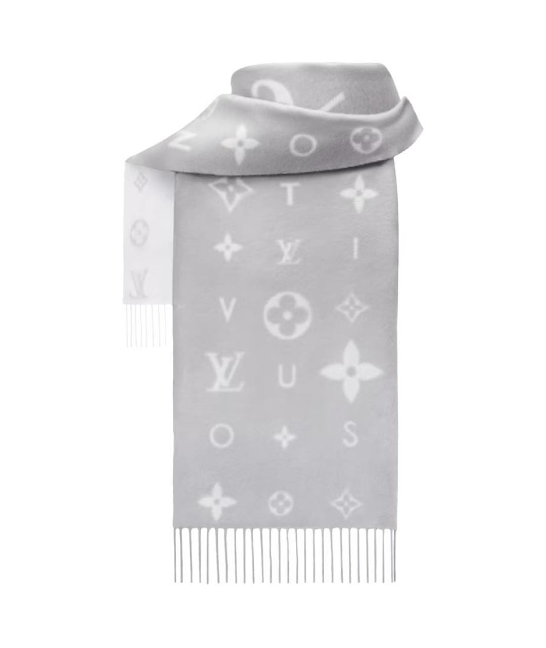 LOUIS VUITTON Серый шарф, фото 2