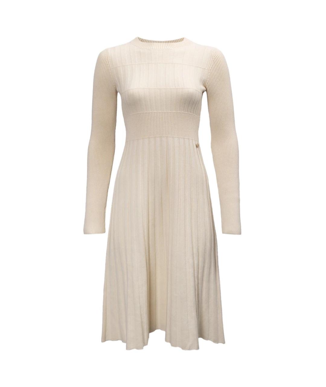CHANEL Белое шерстяное повседневное платье, фото 4