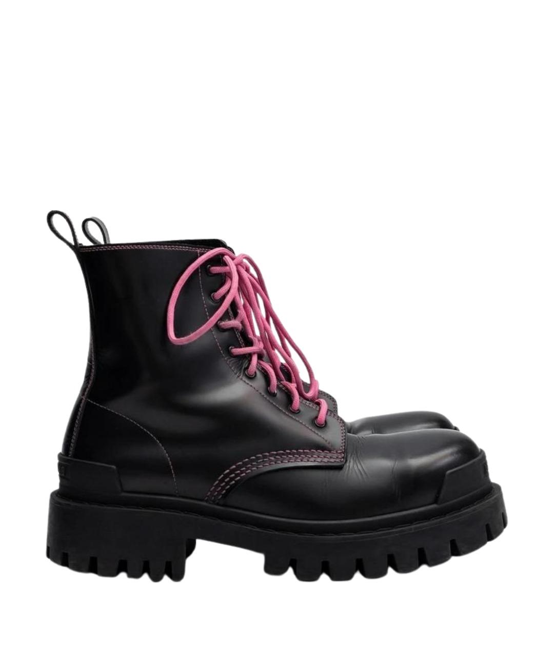 BALENCIAGA Черные кожаные ботинки, фото 1