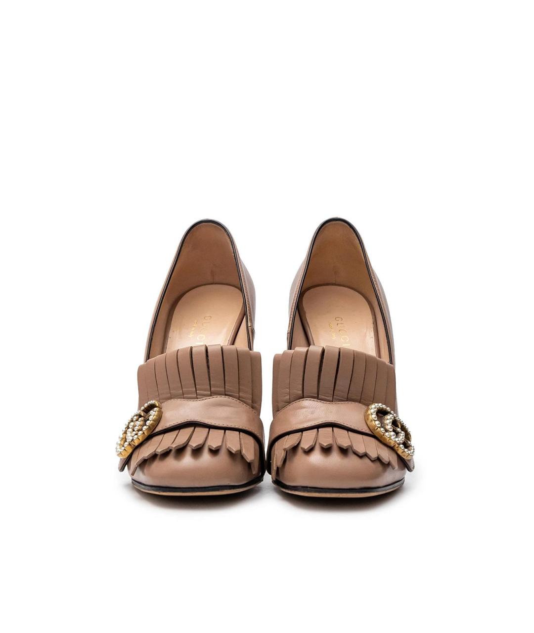 GUCCI Бежевые кожаные туфли, фото 4