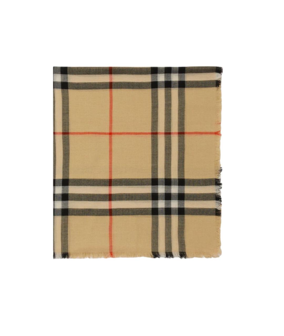 BURBERRY Бежевый шерстяной шарф, фото 6