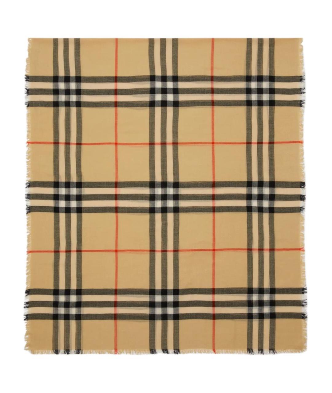 BURBERRY Бежевый шерстяной шарф, фото 2