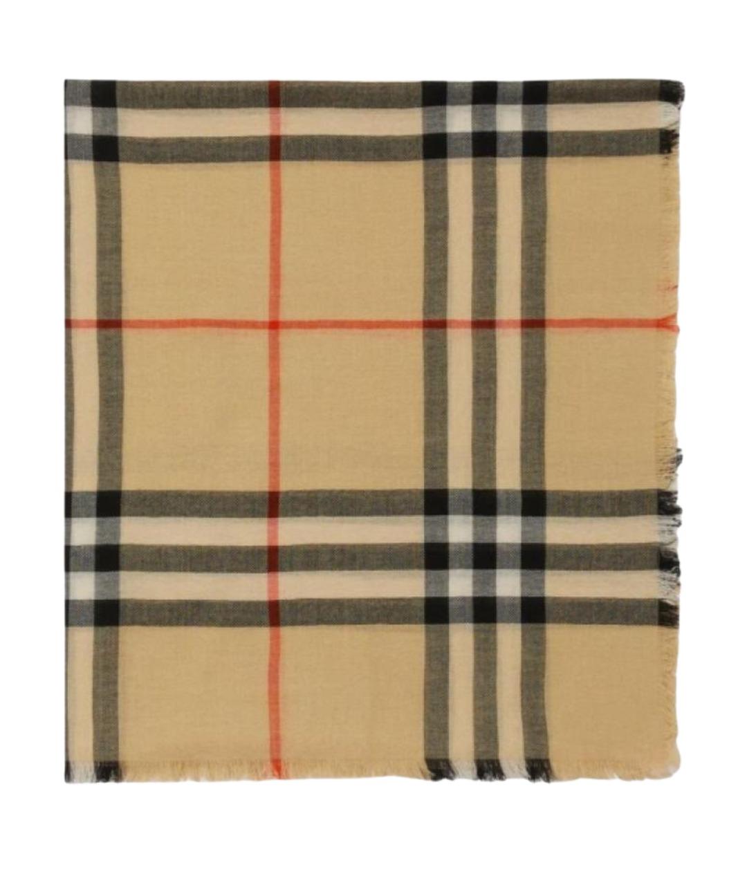 BURBERRY Бежевый шерстяной шарф, фото 1