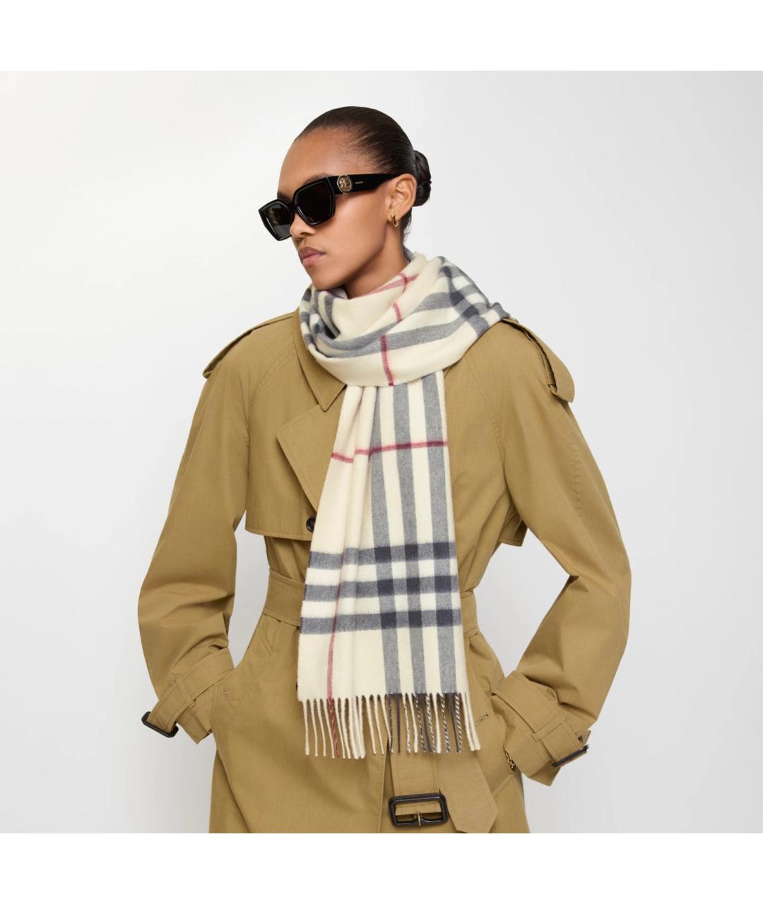 BURBERRY Бежевый кашемировый шарф, фото 4