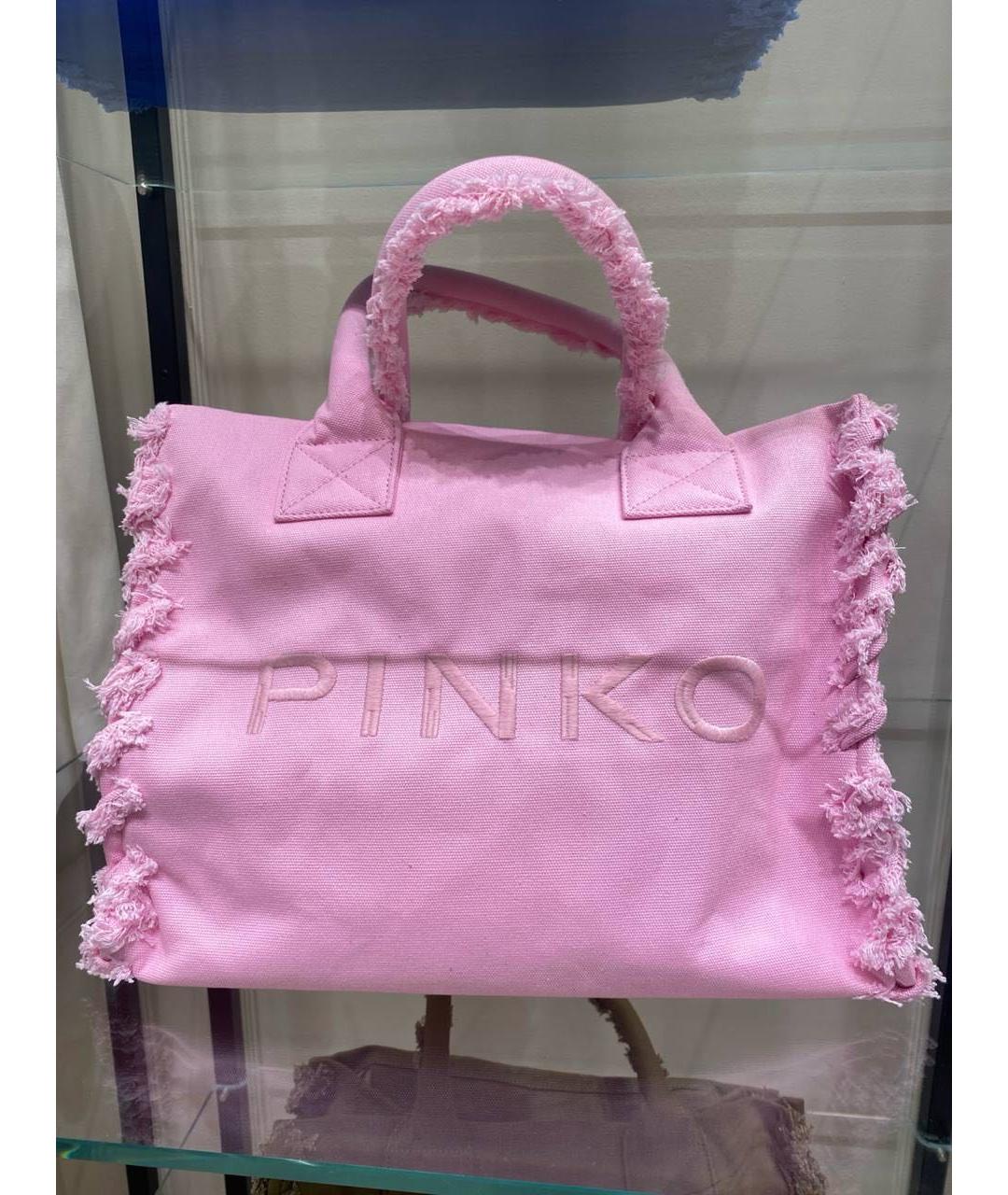 PINKO Розовая тканевая сумка тоут, фото 5