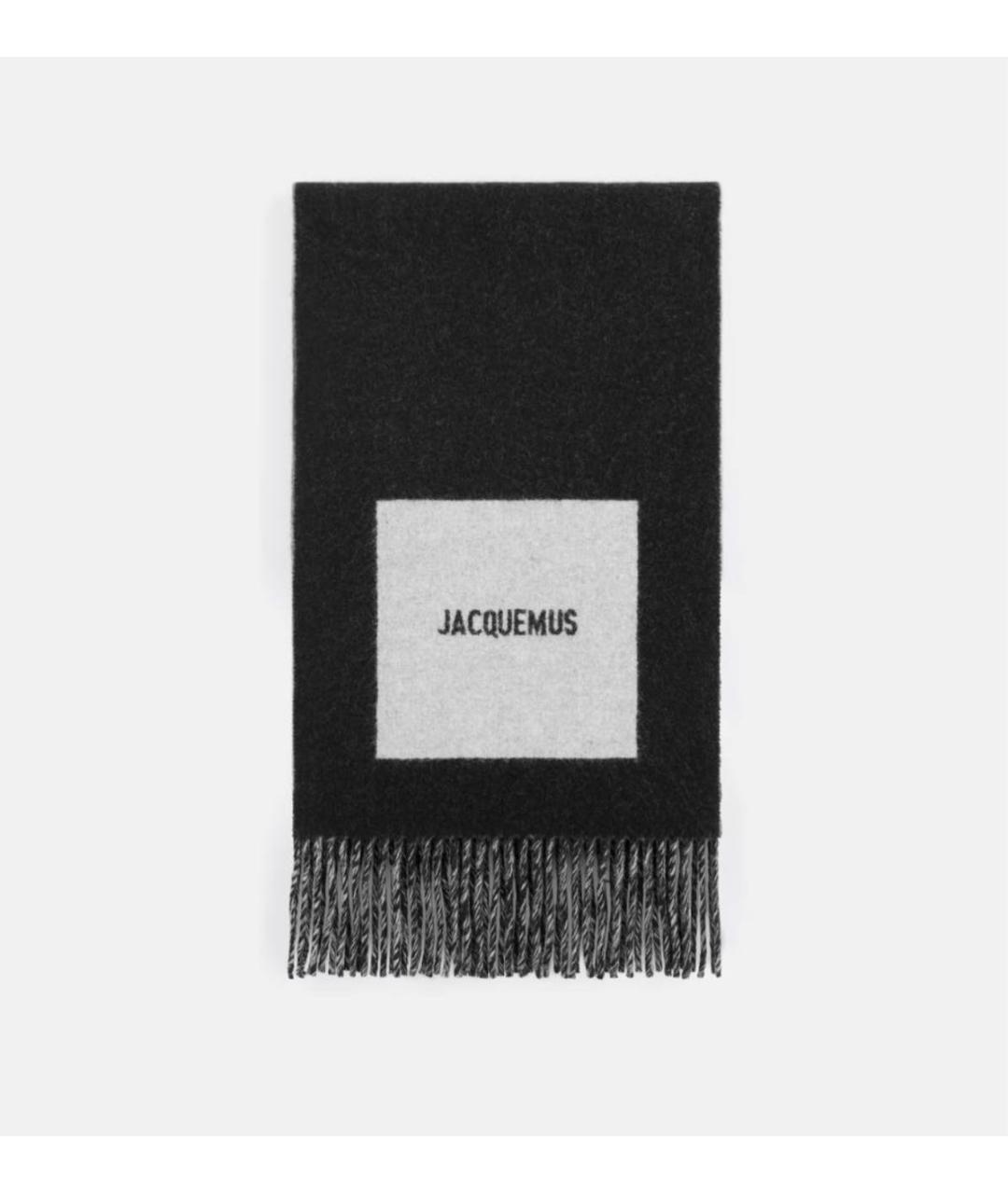 JACQUEMUS Черный шерстяной шарф, фото 4