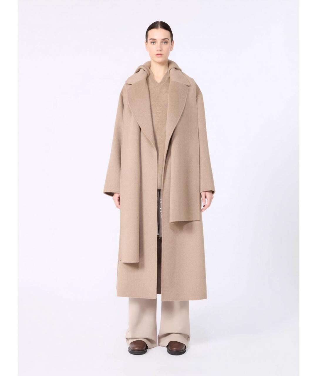 'S MAX MARA Бежевое шерстяное пальто, фото 2