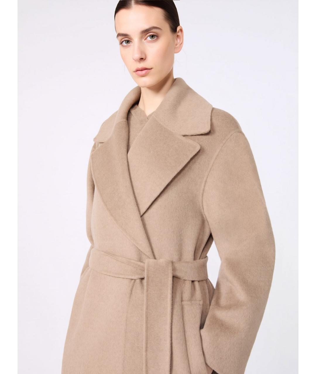 'S MAX MARA Бежевое шерстяное пальто, фото 5