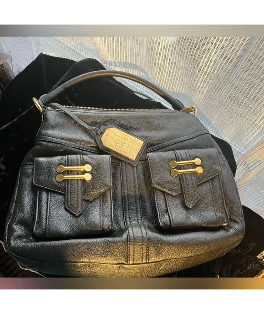 RALPH LAUREN Черная кожаная сумка с короткими ручками, фото 2