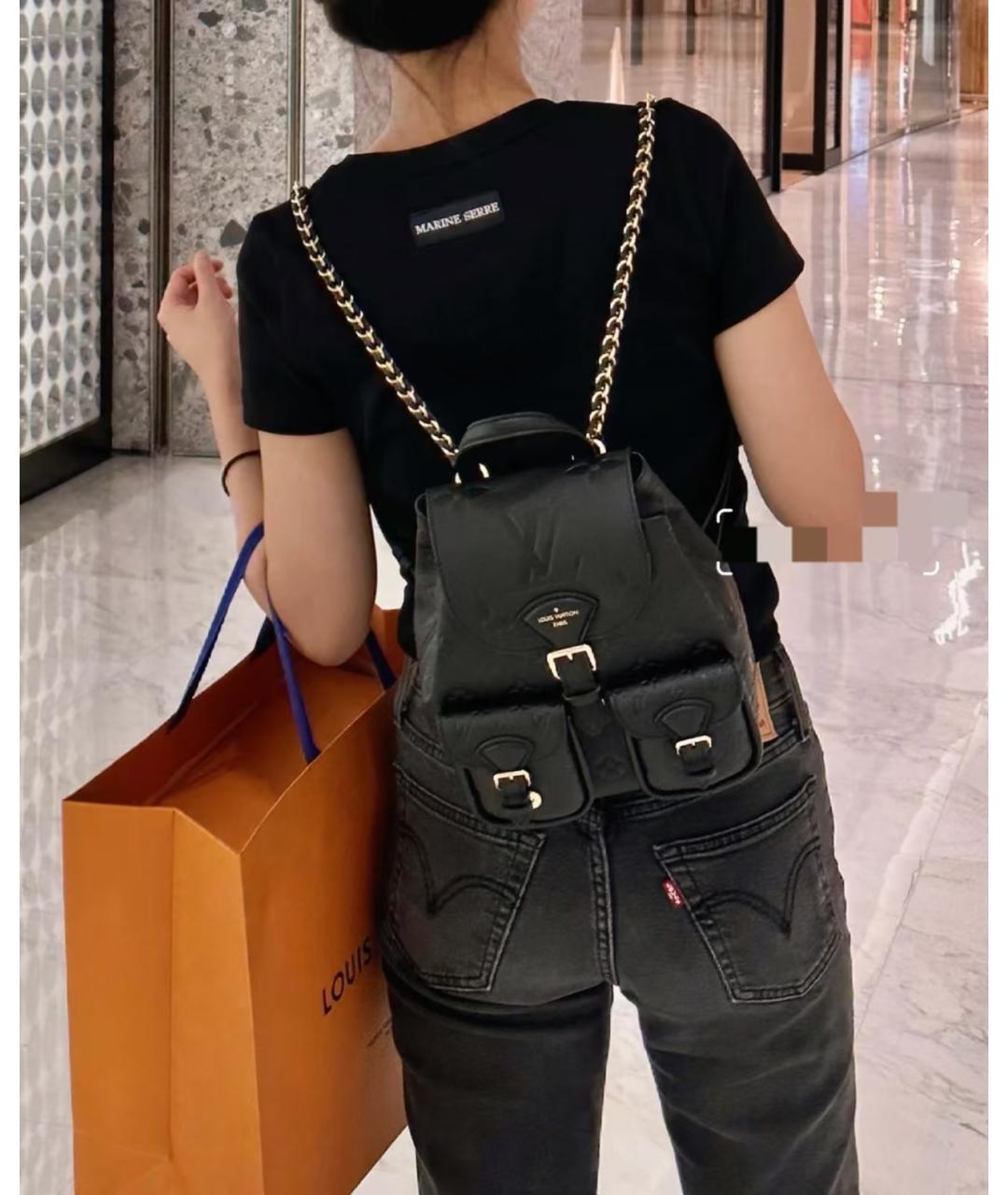 LOUIS VUITTON Черный кожаный рюкзак, фото 5