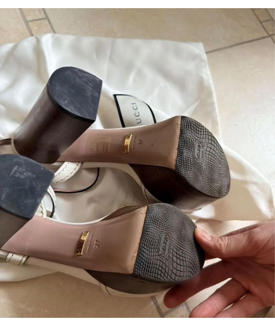 GUCCI Белые кожаные босоножки, фото 8