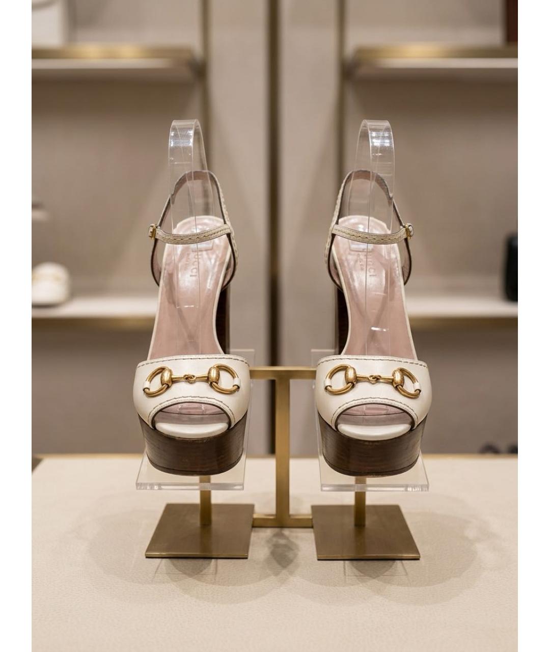 GUCCI Белые кожаные босоножки, фото 2