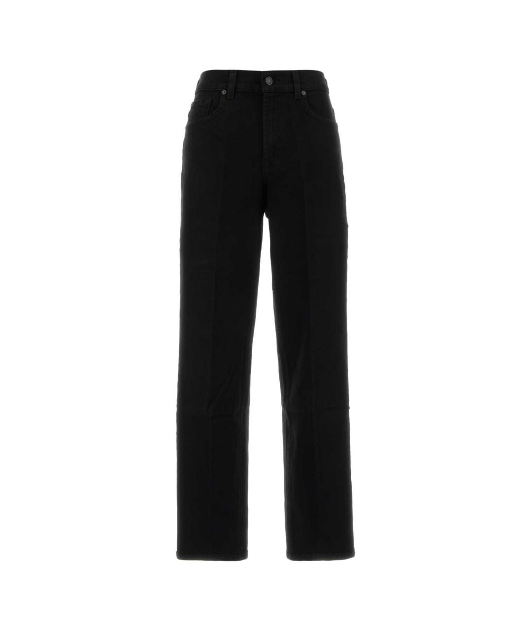 7 FOR ALL MANKIND Черные хлопковые прямые джинсы, фото 3