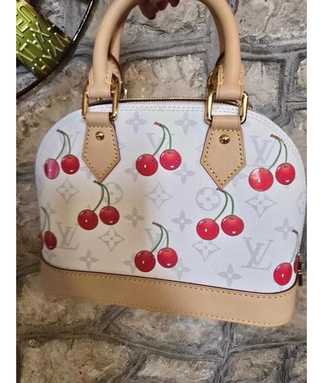 LOUIS VUITTON Белая кожаная сумка с короткими ручками, фото 9