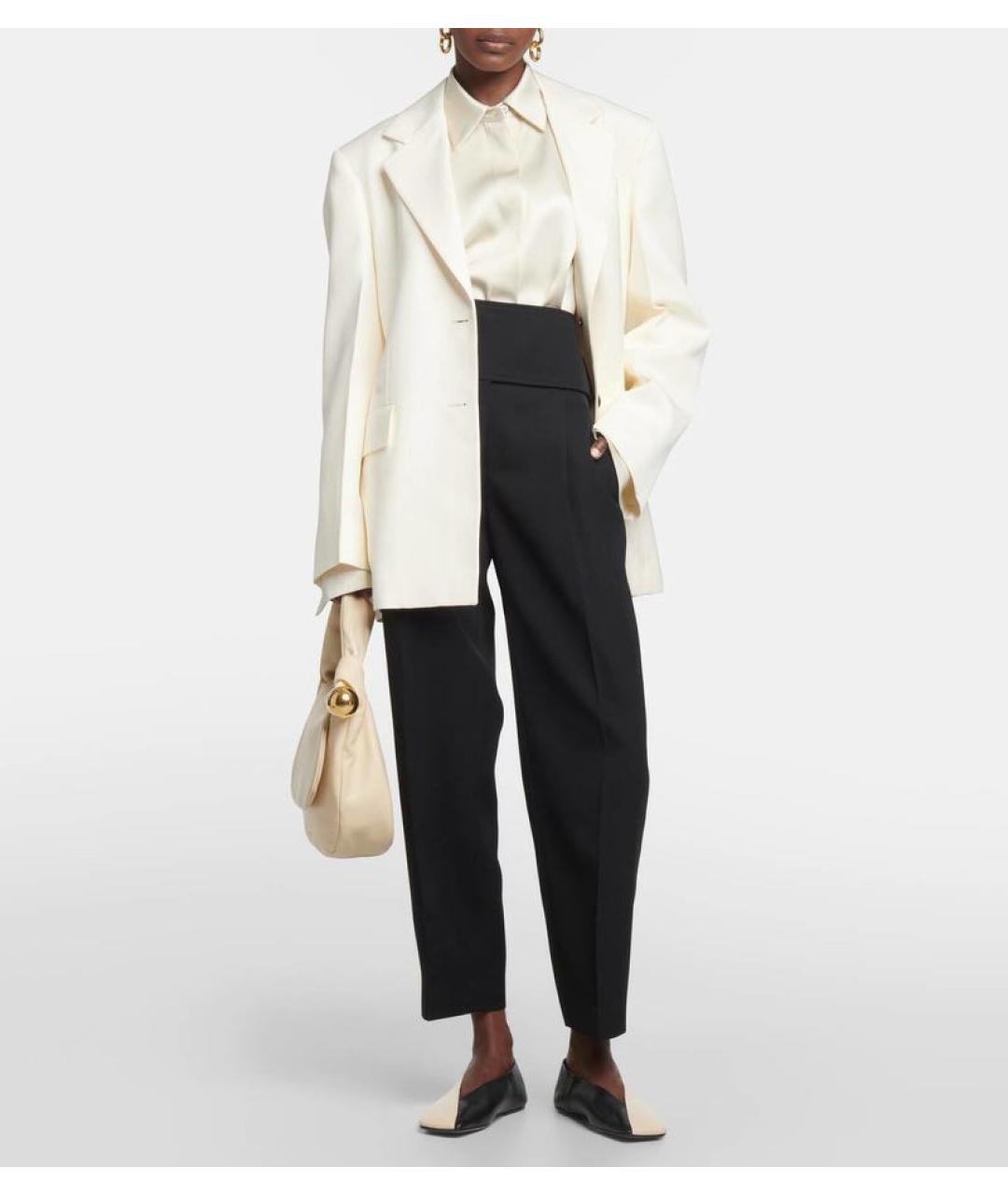 JIL SANDER Черные шерстяные прямые брюки, фото 2