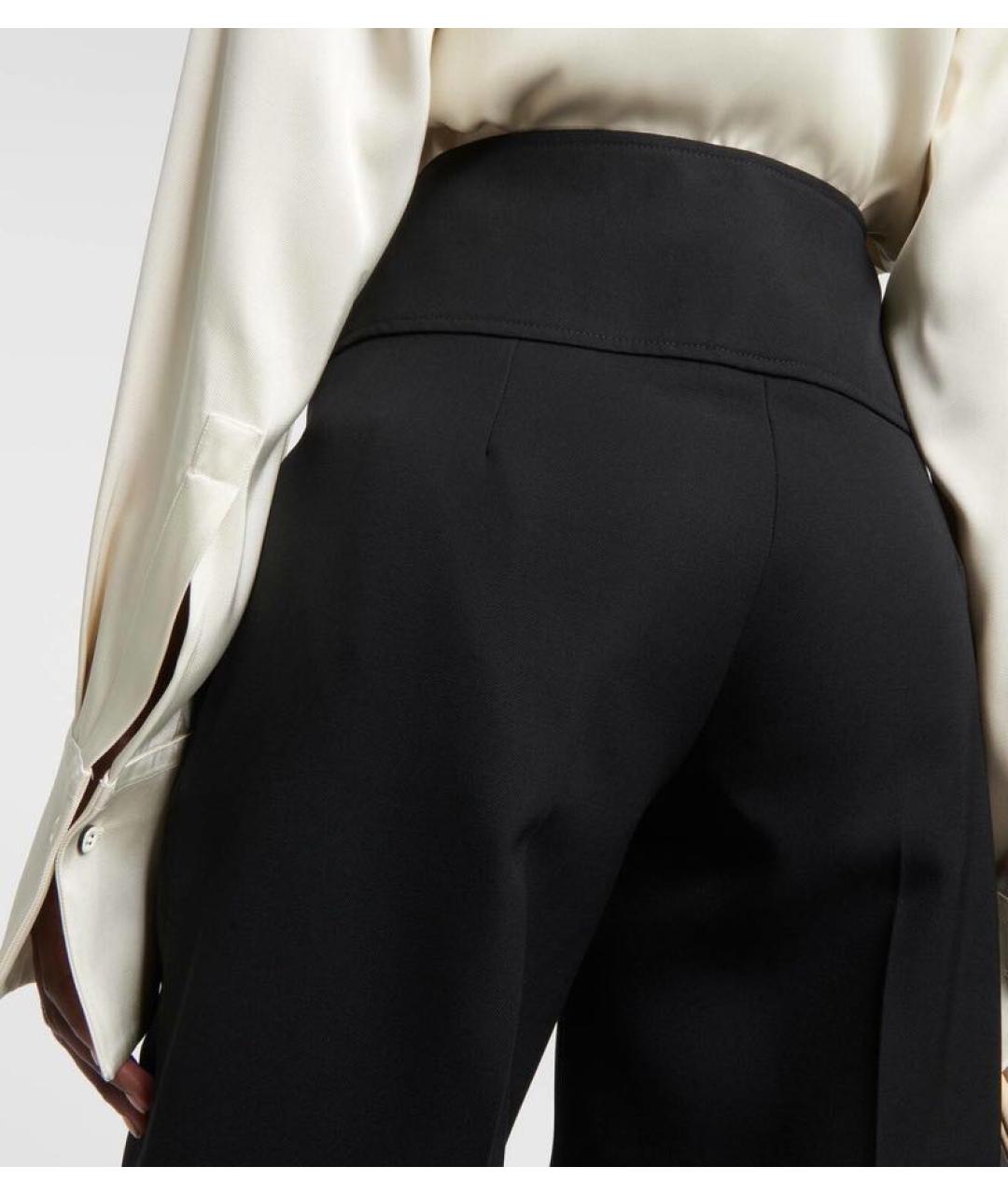 JIL SANDER Черные шерстяные прямые брюки, фото 4