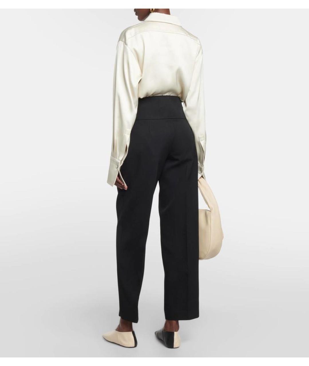 JIL SANDER Черные шерстяные прямые брюки, фото 3