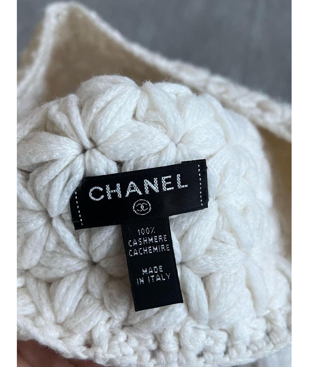 CHANEL Белая кашемировая шапка, фото 7