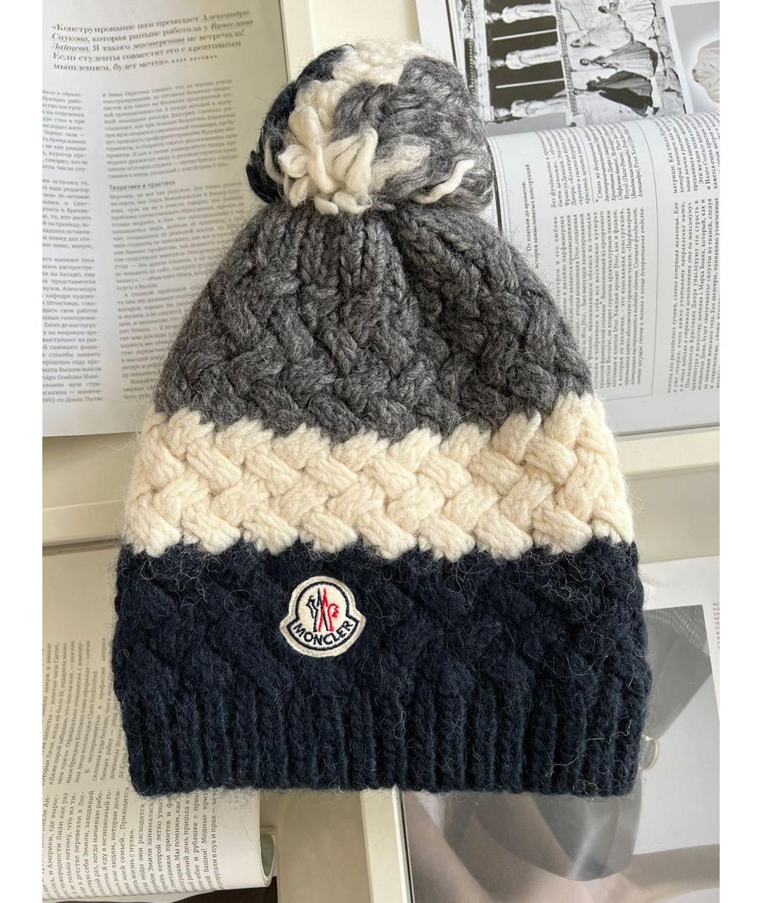MONCLER Серая шапка, фото 5