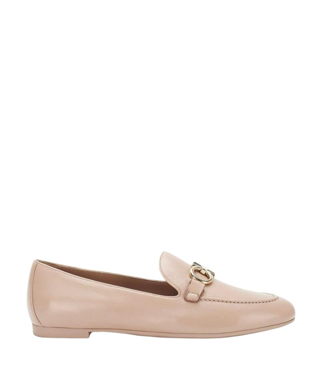 FERRAGAMO Бежевые кожаные лоферы, фото 1
