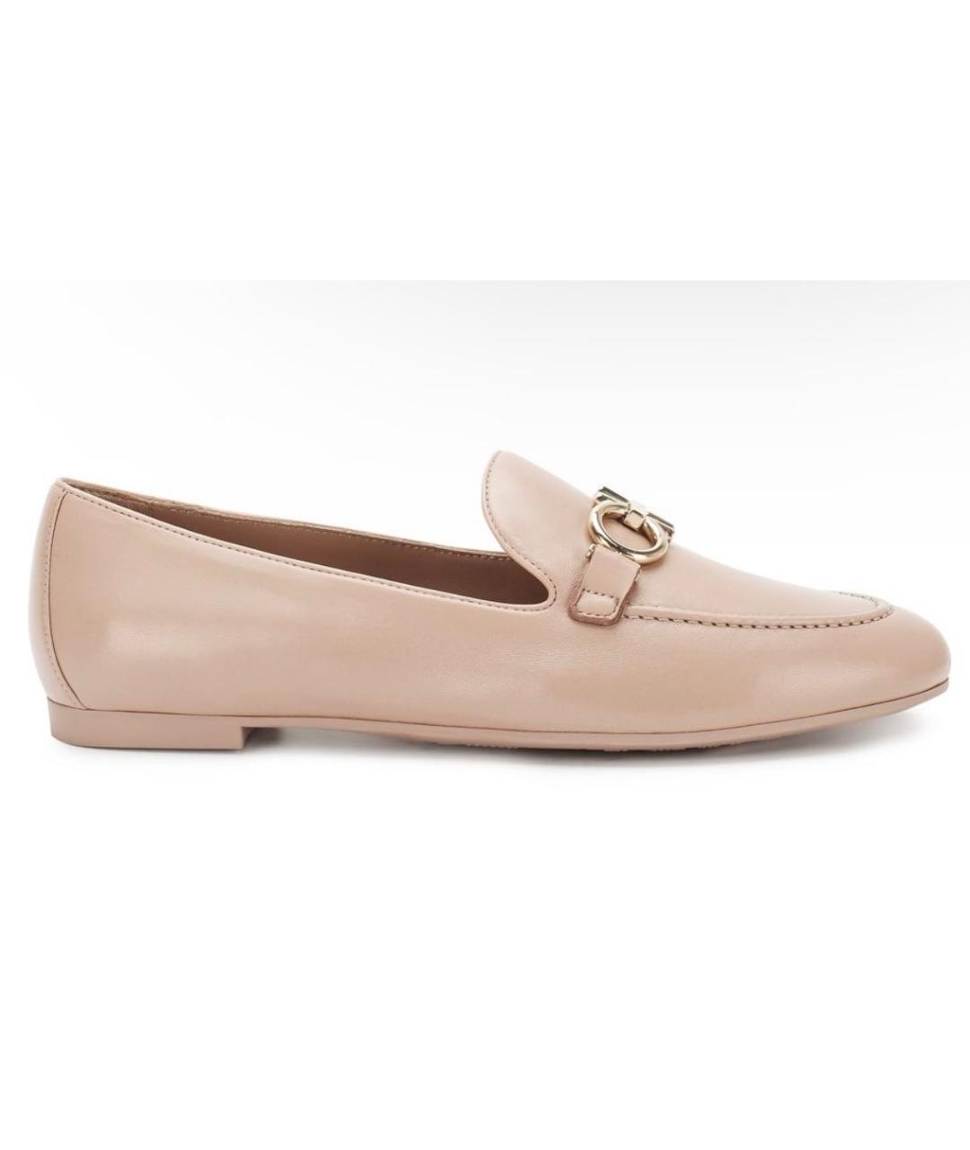 FERRAGAMO Бежевые кожаные лоферы, фото 5
