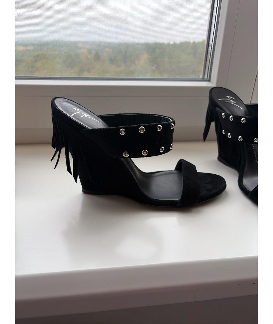 GIUSEPPE ZANOTTI DESIGN Черные замшевые босоножки, фото 9