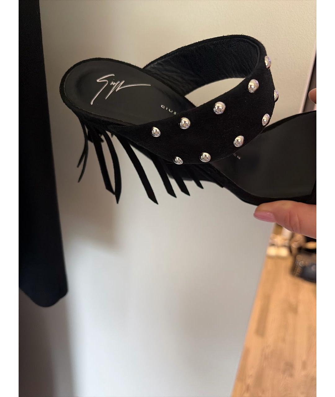GIUSEPPE ZANOTTI DESIGN Черные замшевые босоножки, фото 5