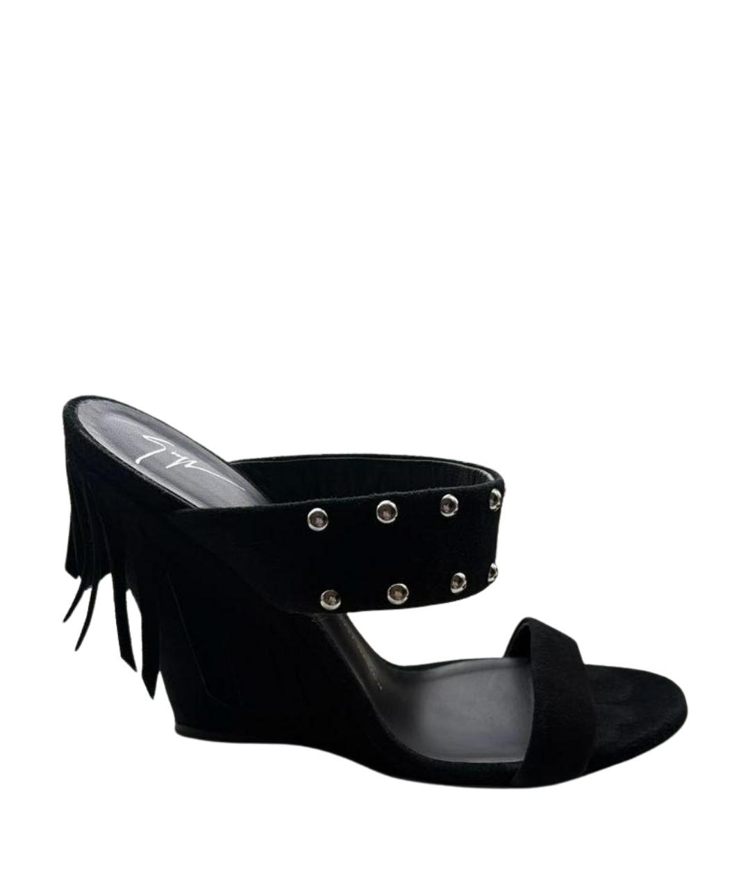 GIUSEPPE ZANOTTI DESIGN Черные замшевые босоножки, фото 1