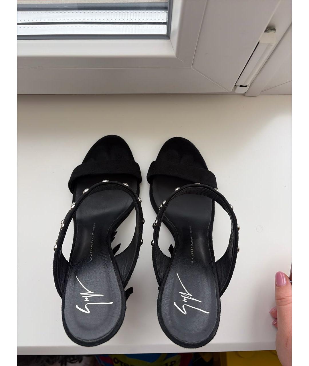 GIUSEPPE ZANOTTI DESIGN Черные замшевые босоножки, фото 3