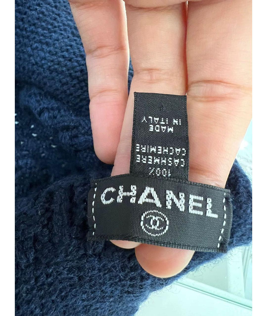CHANEL Темно-синяя кашемировая шапка, фото 7