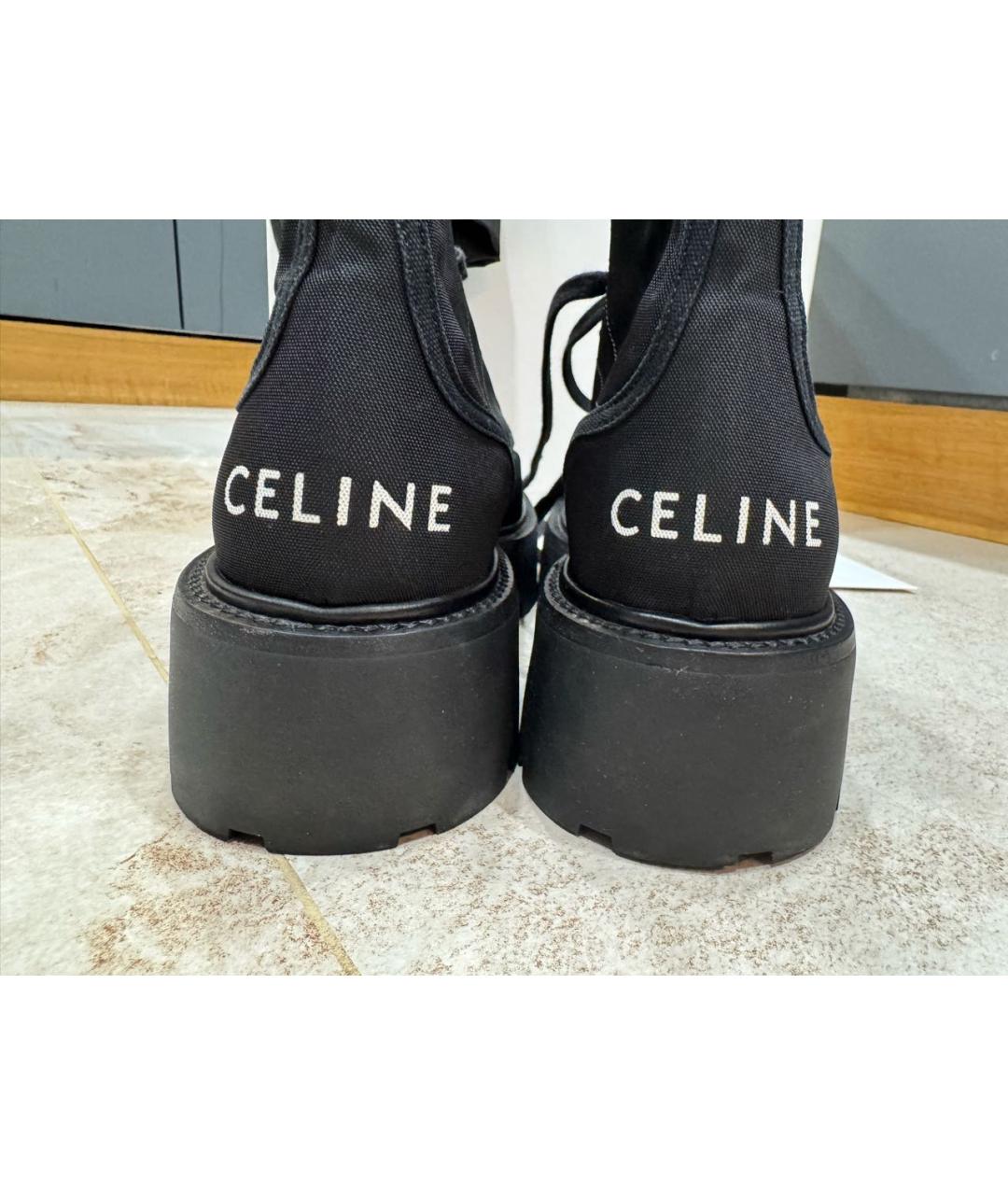 CELINE Черные текстильные ботинки, фото 4