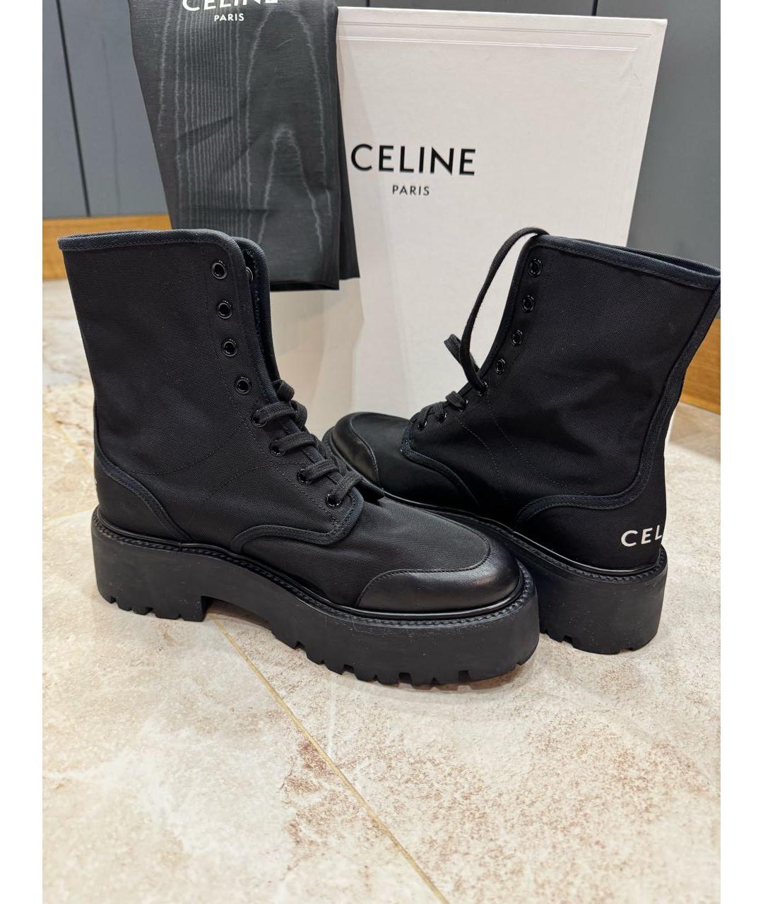 CELINE Черные текстильные ботинки, фото 7