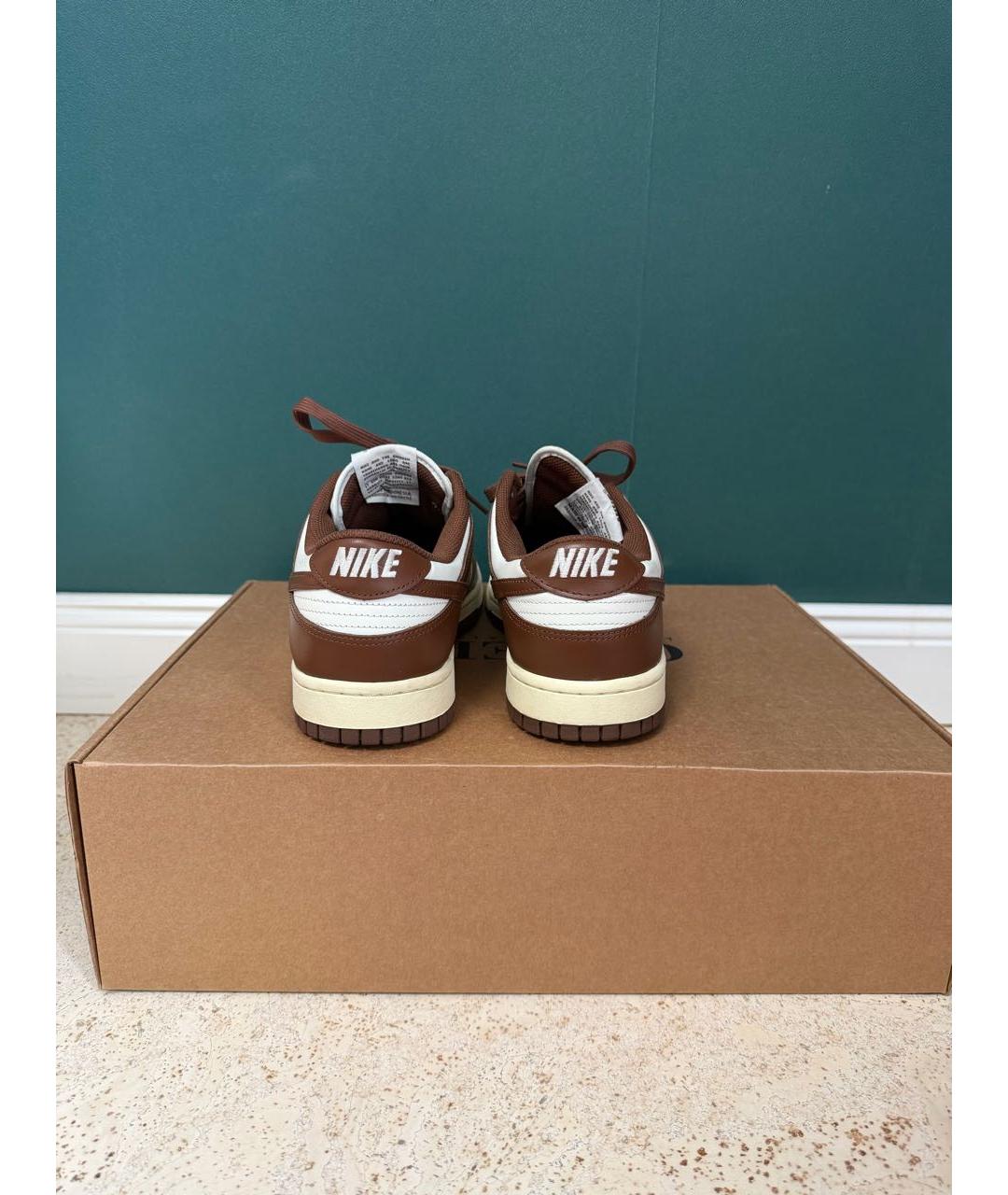 NIKE Коричневые кожаные низкие кроссовки / кеды, фото 3