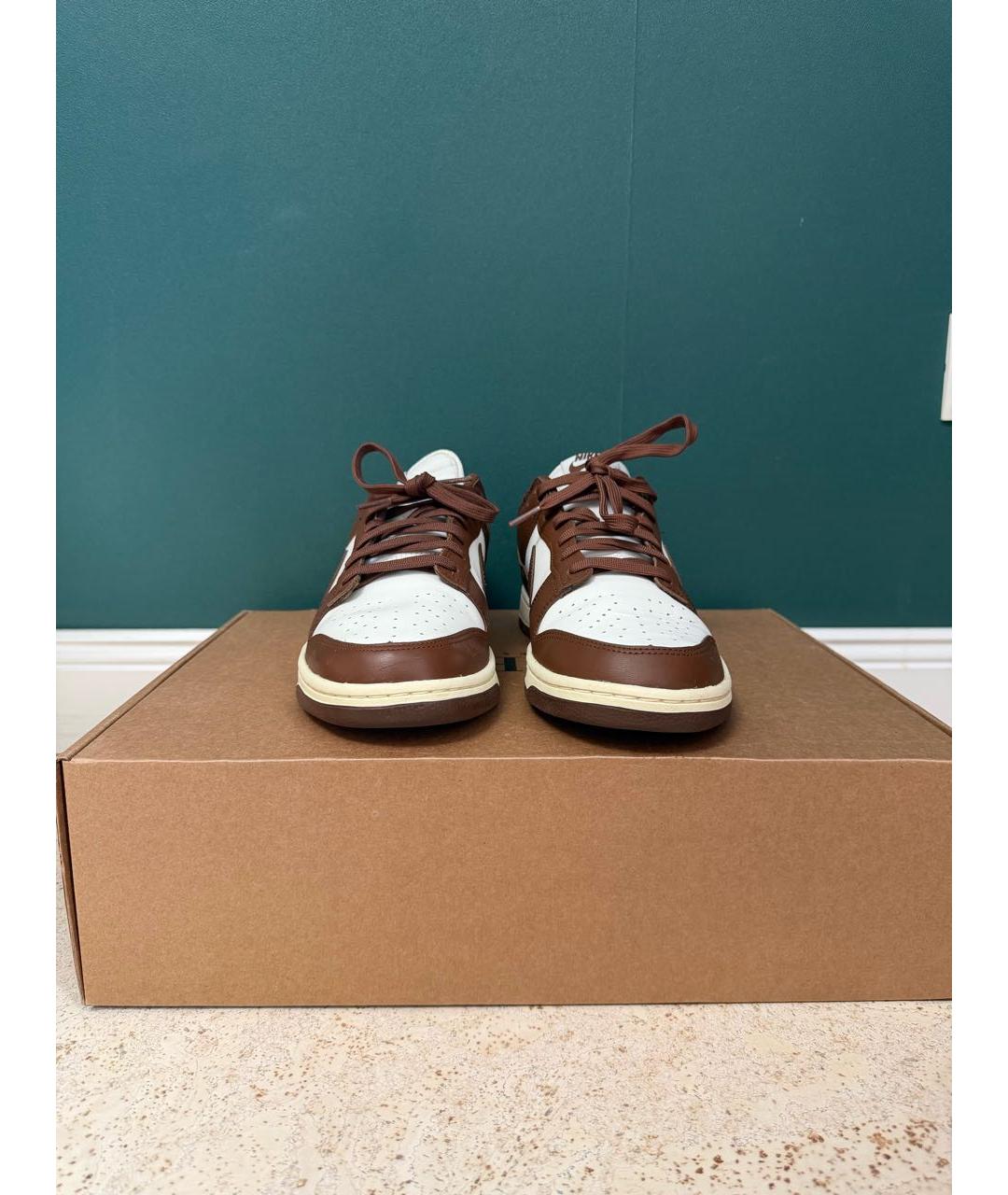 NIKE Коричневые кожаные низкие кроссовки / кеды, фото 2