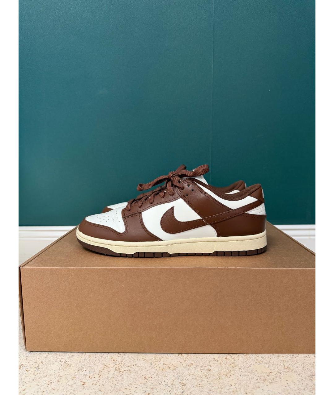 NIKE Коричневые кожаные низкие кроссовки / кеды, фото 7