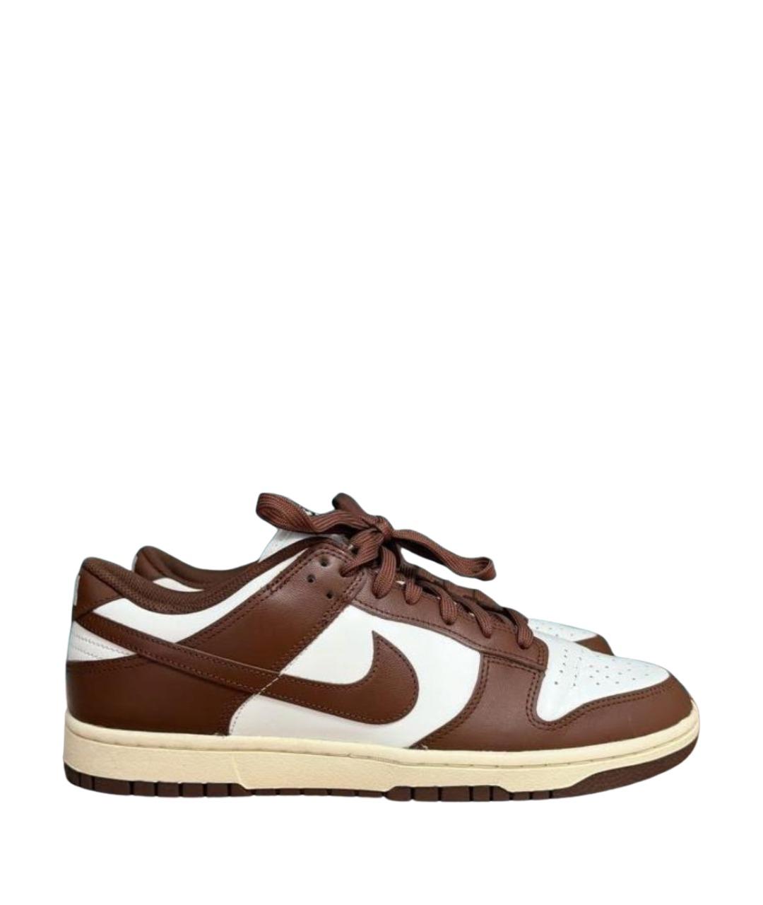 NIKE Коричневые кожаные низкие кроссовки / кеды, фото 1