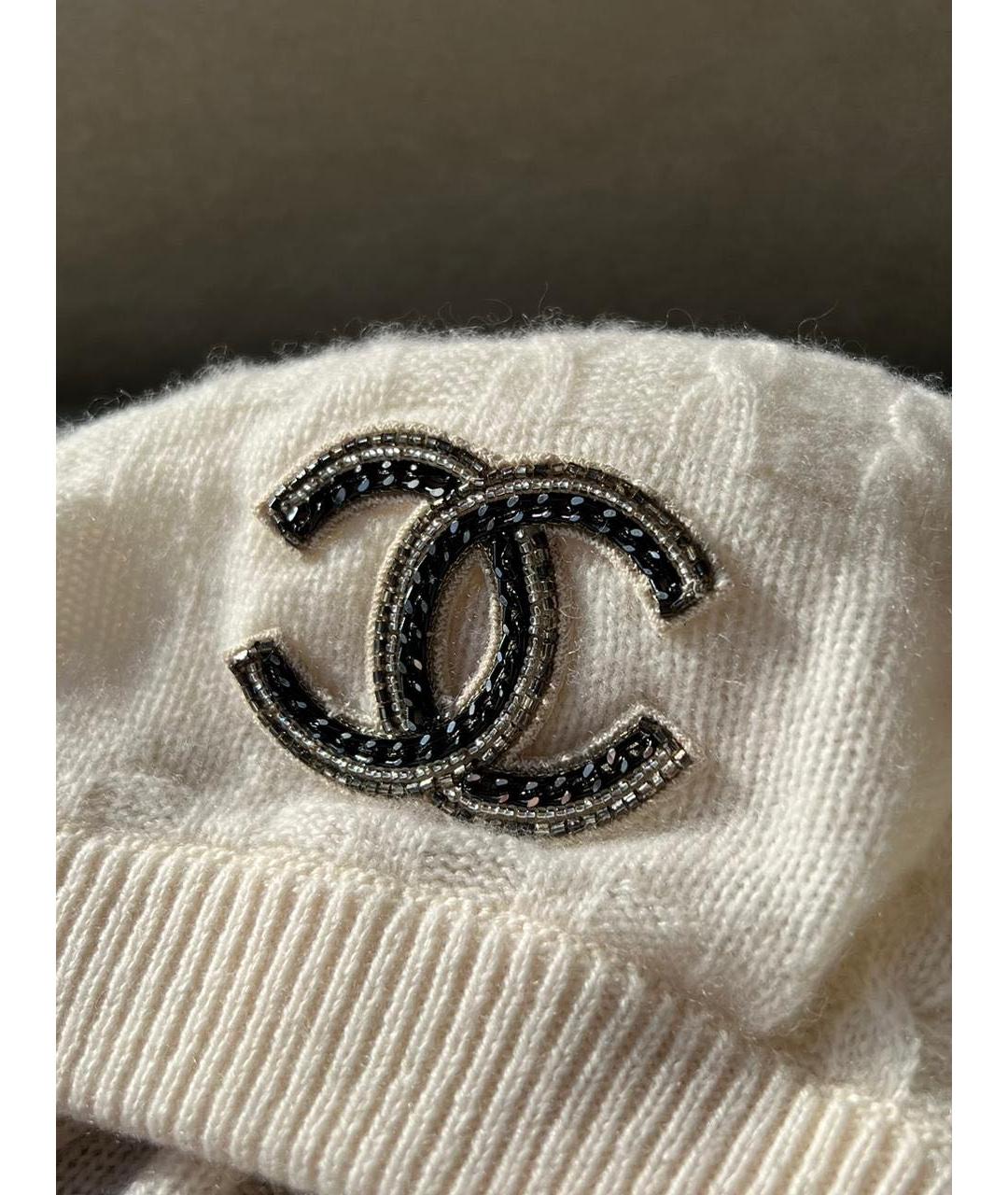 CHANEL Белая кашемировая шапка, фото 6