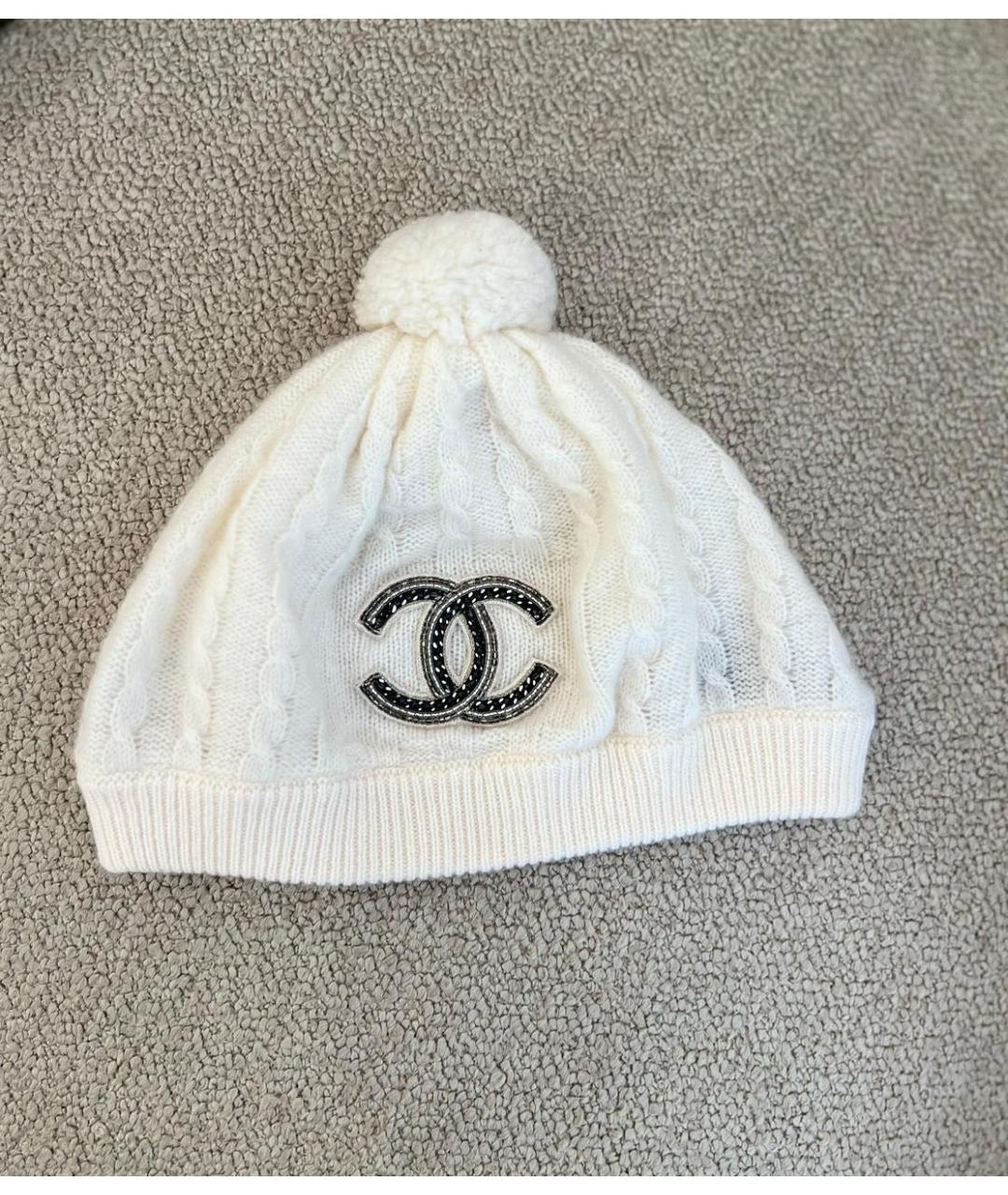 CHANEL Белая кашемировая шапка, фото 7