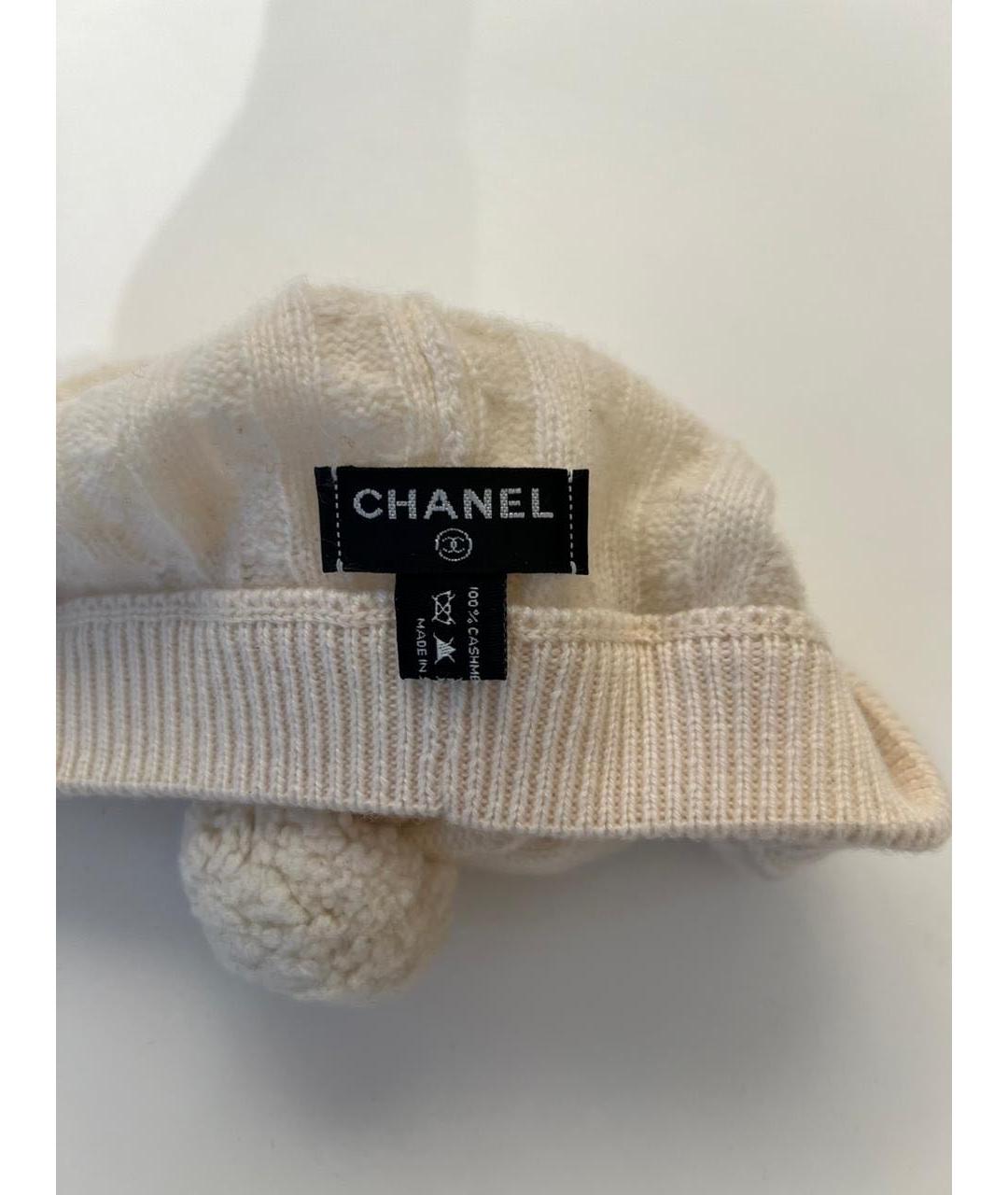 CHANEL Белая кашемировая шапка, фото 4